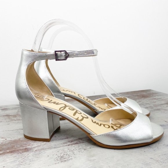 sam edelman silver block heel
